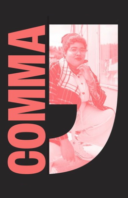 Logo for Comma student group with image of a student participant superimposed