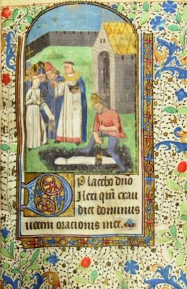 Illuminated manuscript page with illustration of a burial