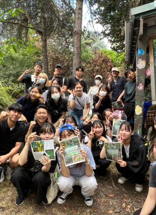 Students after volunteer shift PSU garden