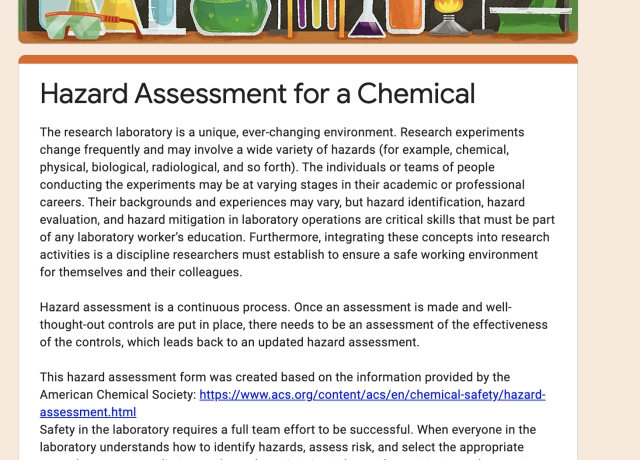 Screenshot of Hazard Assessment Form Preview