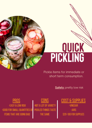 A brief instruction card on the process of quick pickling
