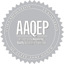 Grey circular seal for the Association for Advancing Quality in Educator Preparation