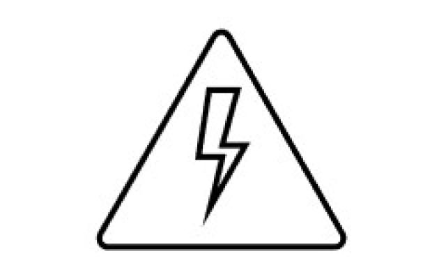 Symbol with outline of triangle and bolt in the center
