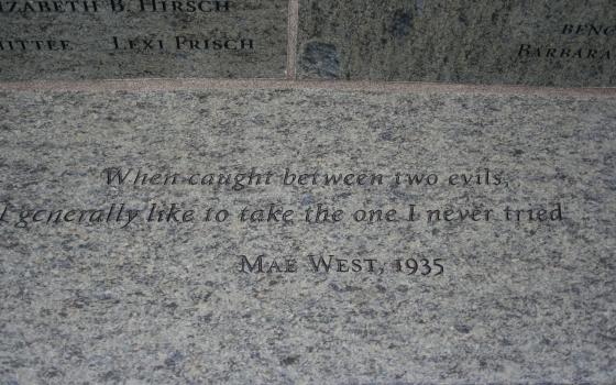 Close up of engraved quote