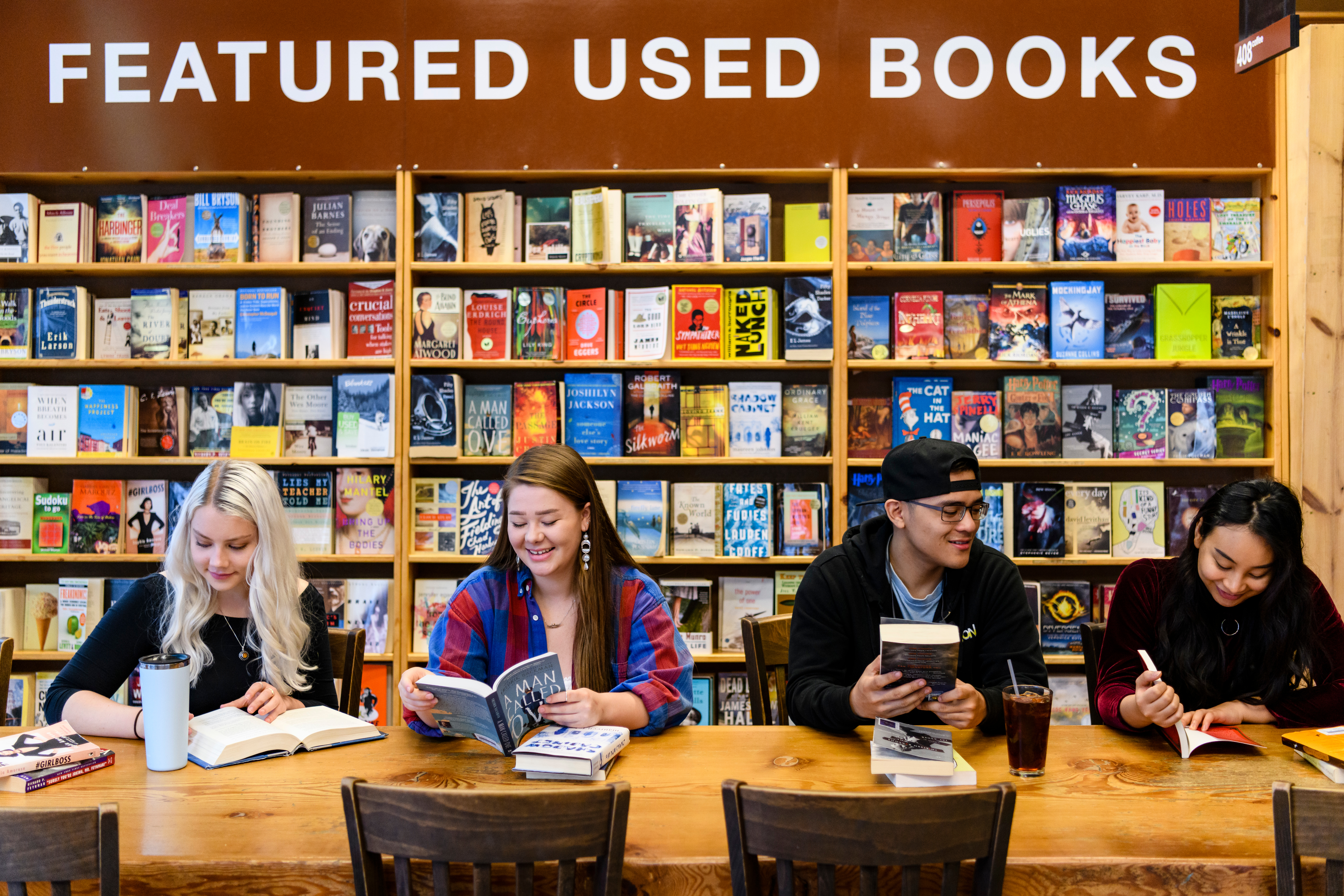 Students at Powell's Books