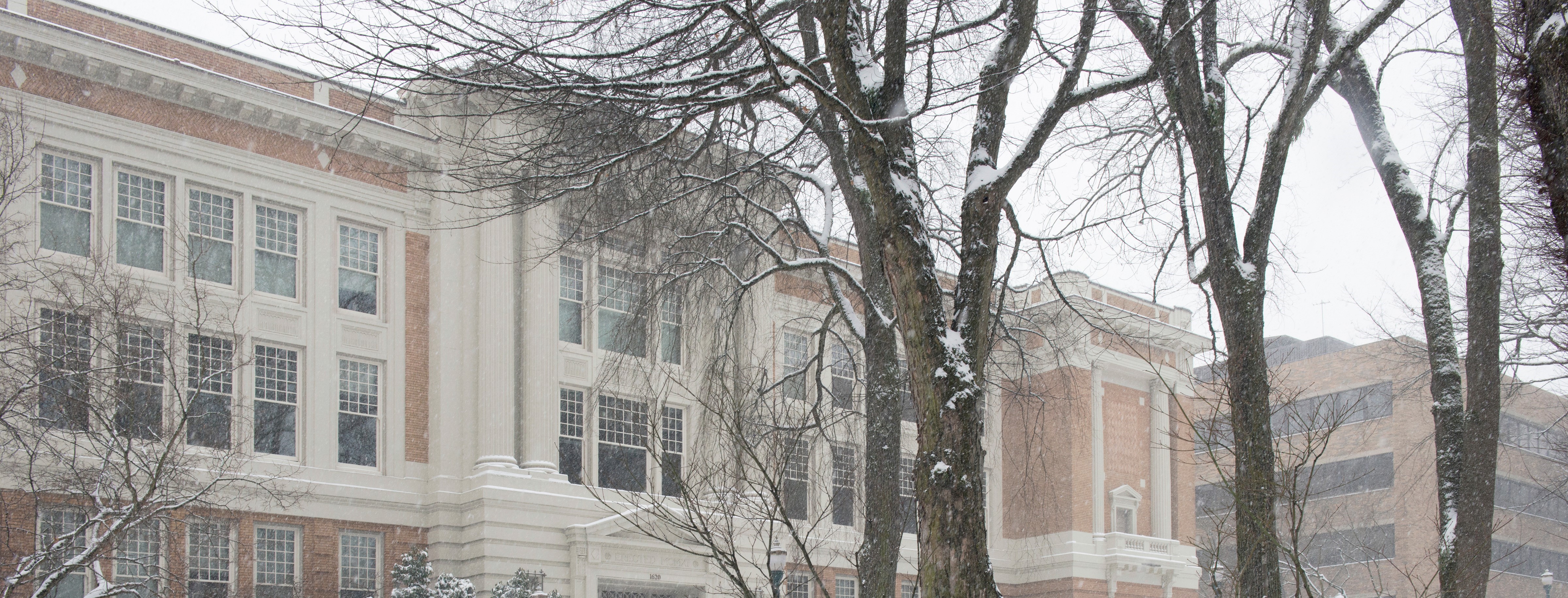 Lincoln Hall on a snowy winter day - horizontal banner