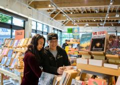 Man and woman browsing books at bookstore