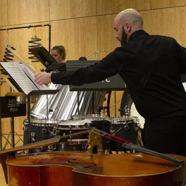 Percussion student in performance