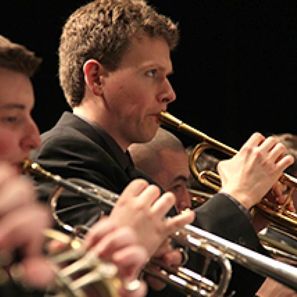 Trumpet players in performance