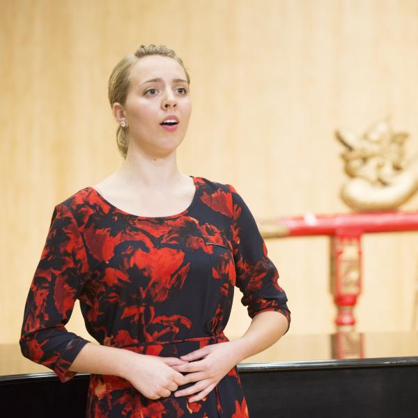 Voice student performing in recital