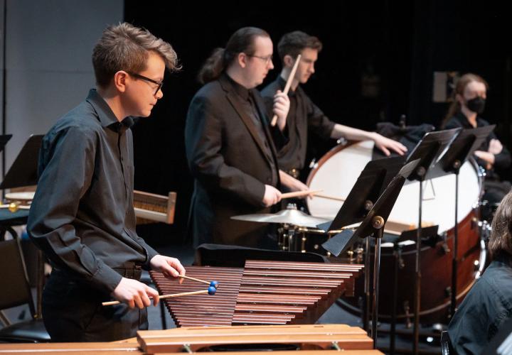 Percussion students performing