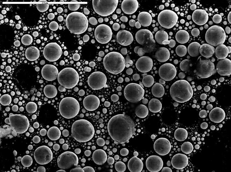 Scanning electron microscopy (SEM) image of tin balls