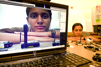 PSU online student during a videoconference