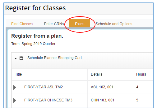 Register from a plan