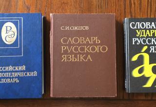 Covers of three Russian dictionaries