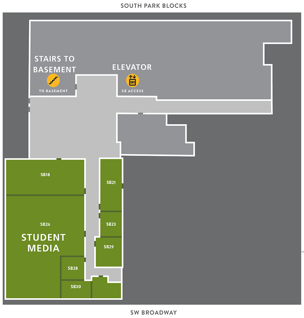 Student Media is located in the sub-basement.