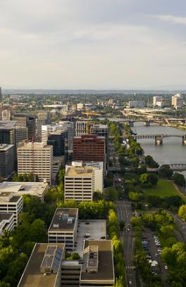 Arial view of downtown Portland