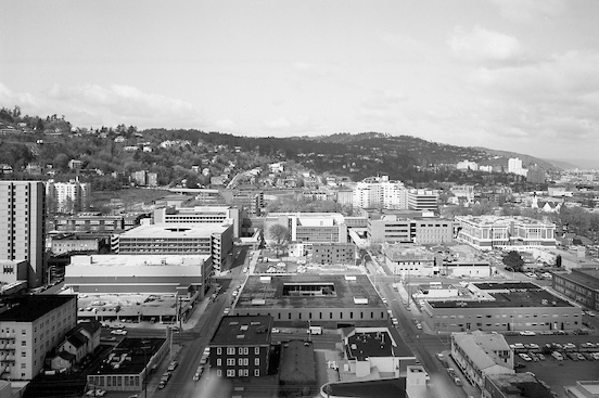 View of Portland in Black and White. 