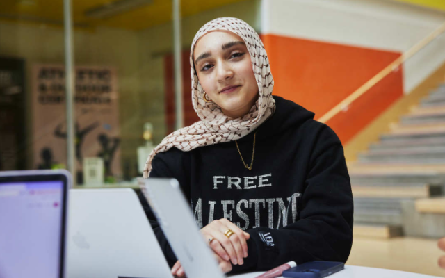 student at a computer