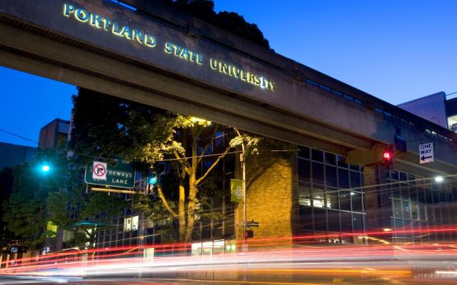 PSU campus street at night