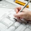 A detailed sketch of floor plans and a building outline.