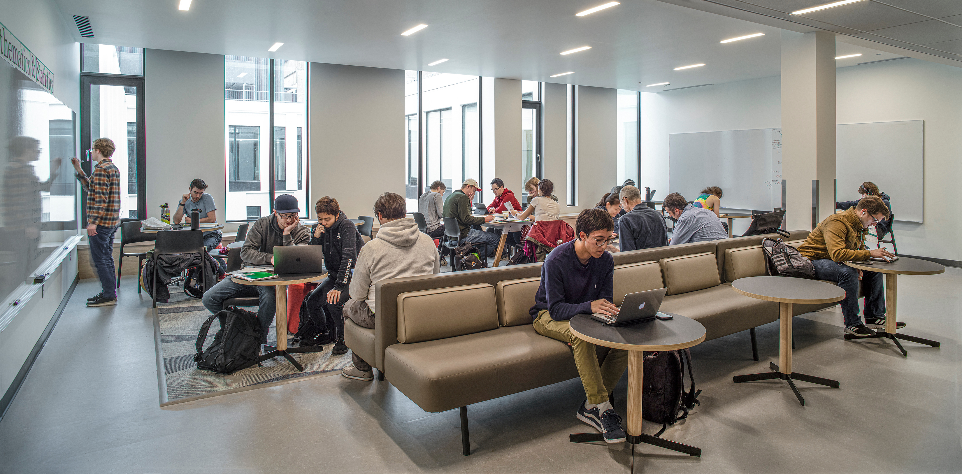 students in study lounge