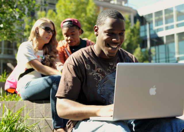 student on computer