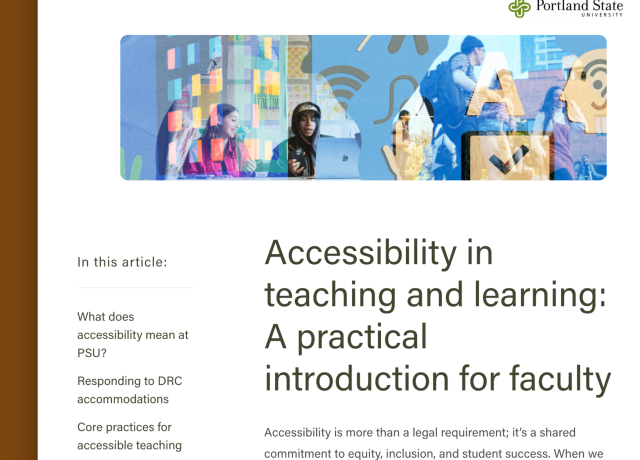A landing page for the Accessibility in teaching and learning introduction for faculty resource