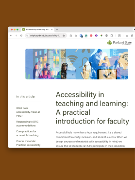 A landing page for the Accessibility in teaching and learning introduction for faculty resource