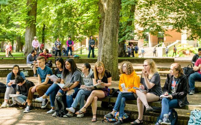 students on campus