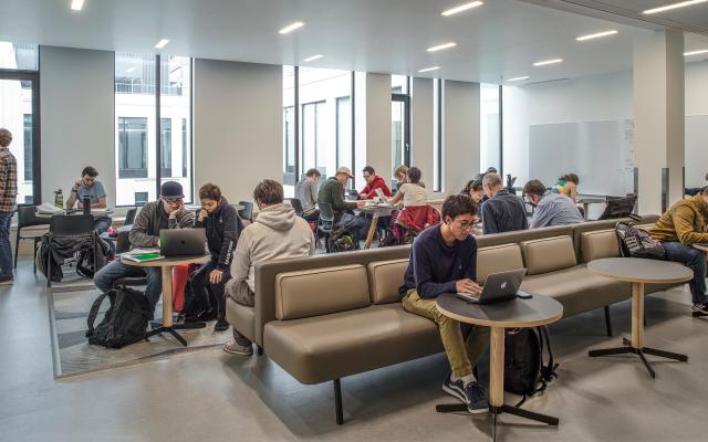 students in study lounge