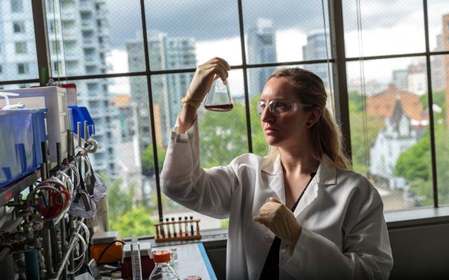 student in science lab