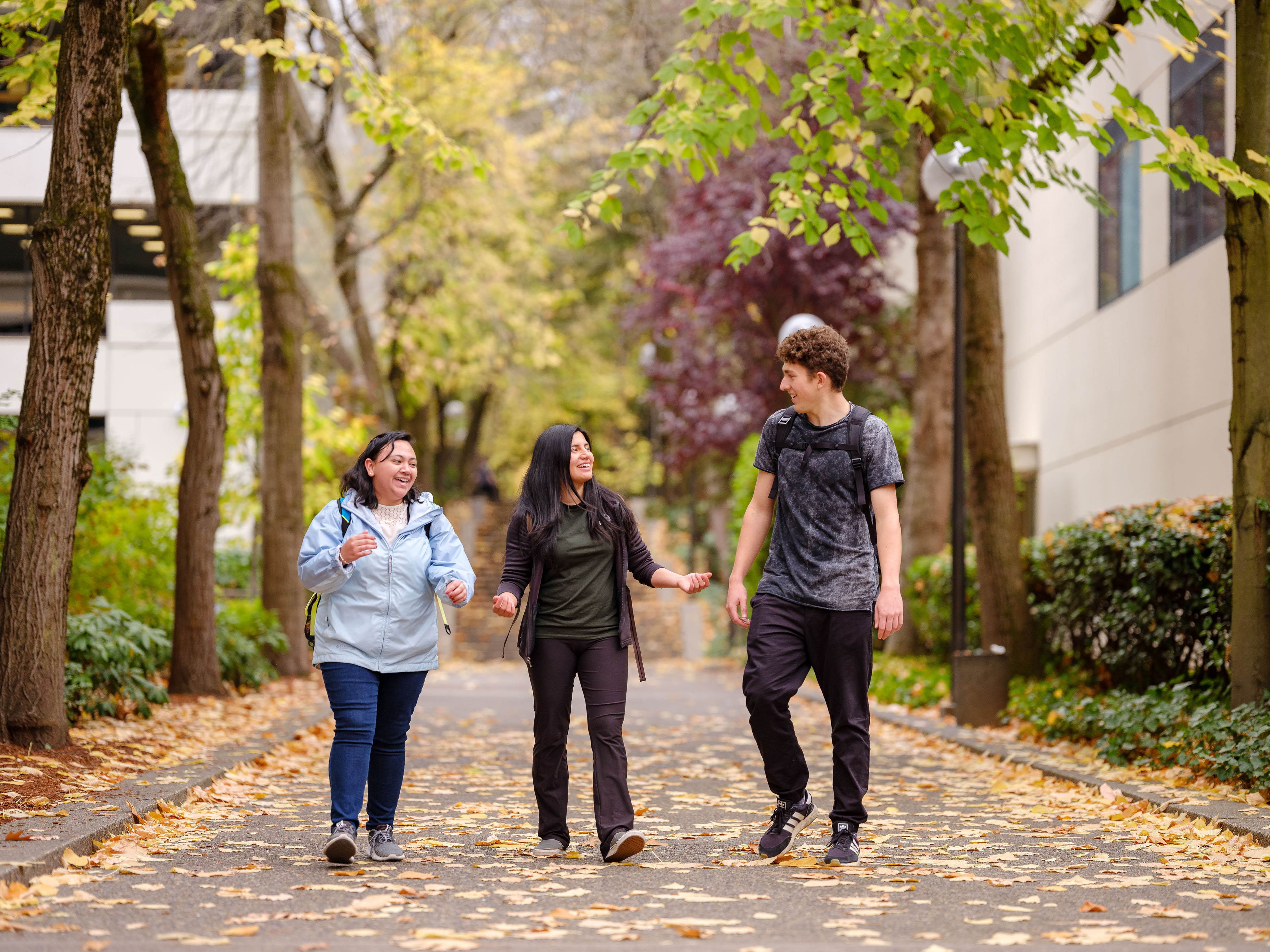students walking outside