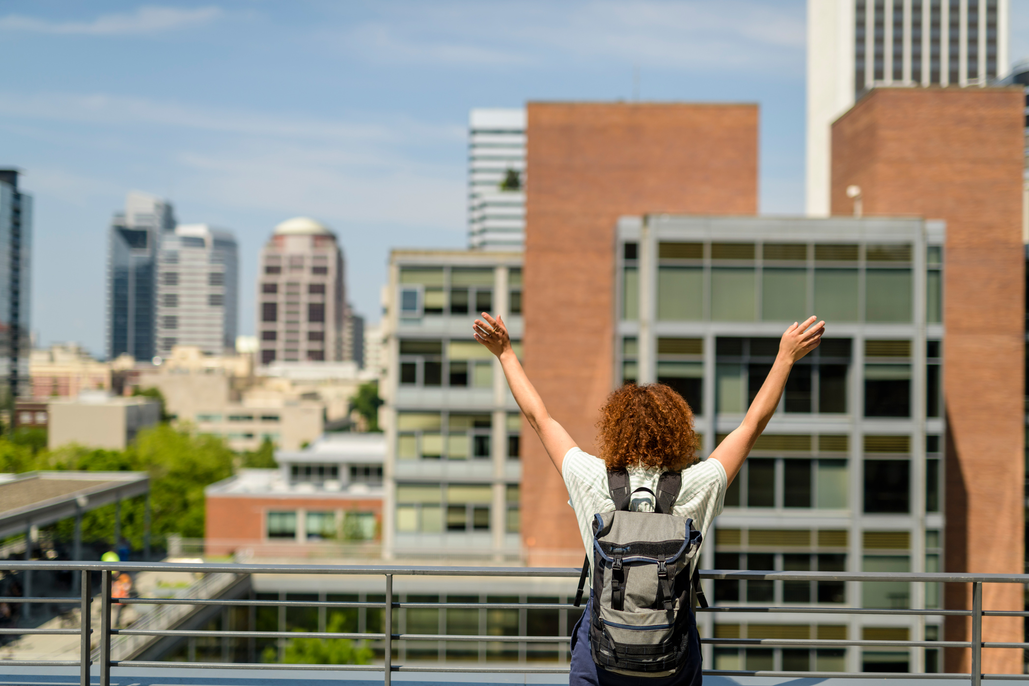 Student looking at skyline