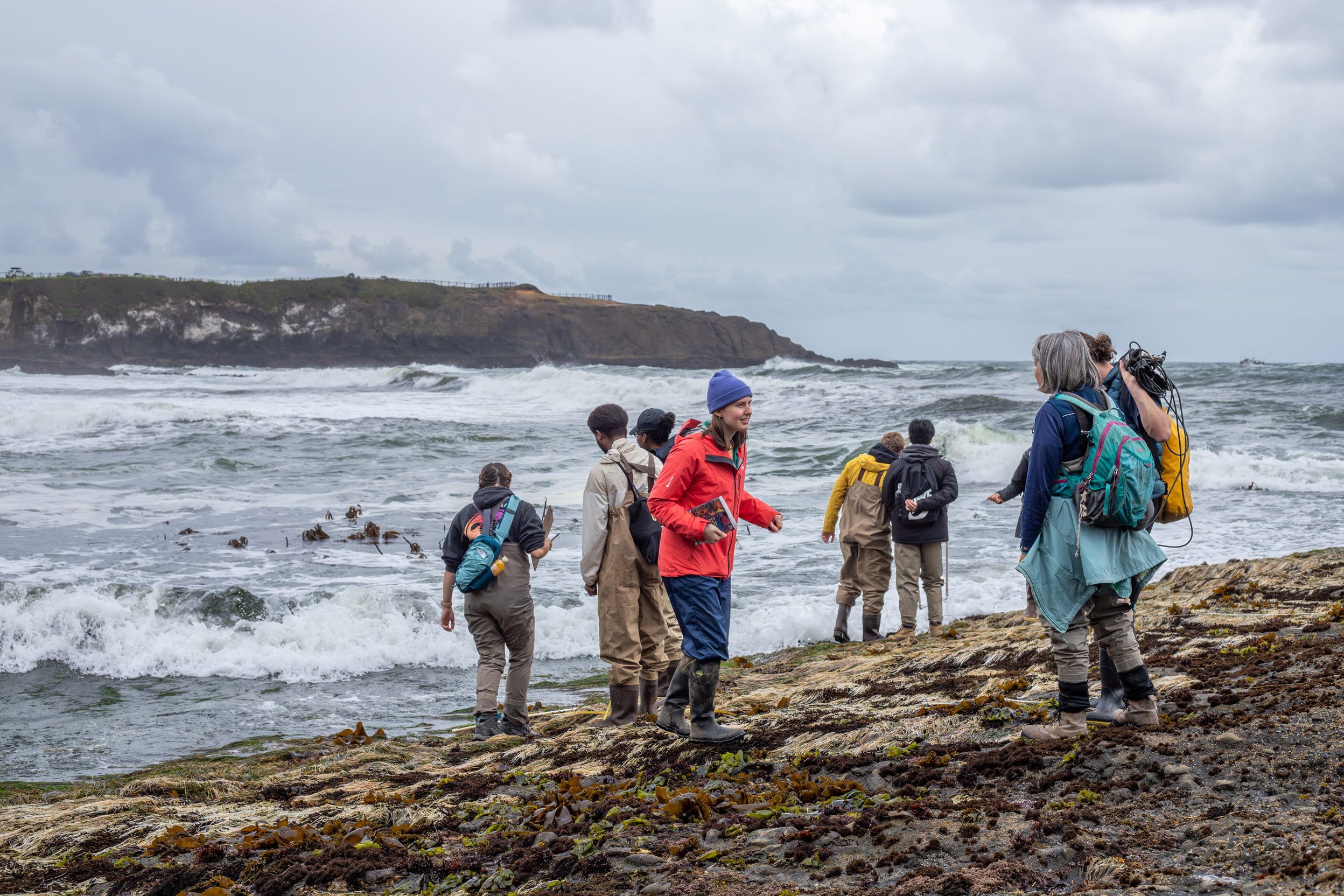 Students studying at Boiler Bay