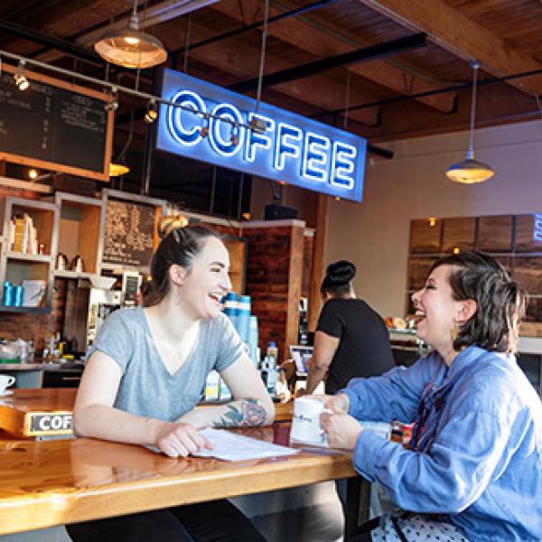 Students drinking coffee