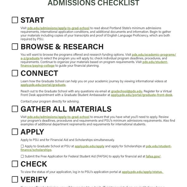 Admissions checklist