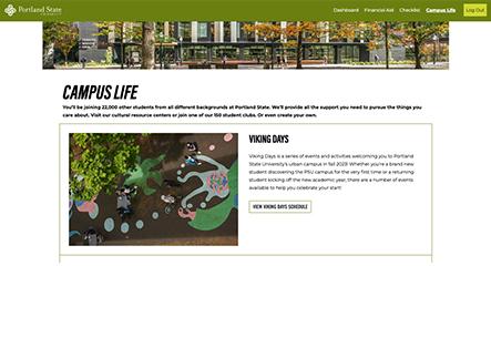 Campus life portal page screenshot