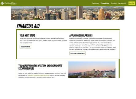 Financial Aid portal page screenshot