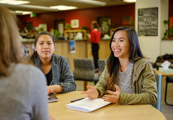 Two students in a meeting