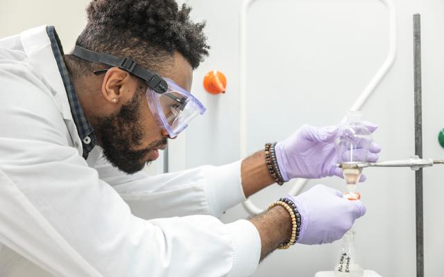 Student working in a lab