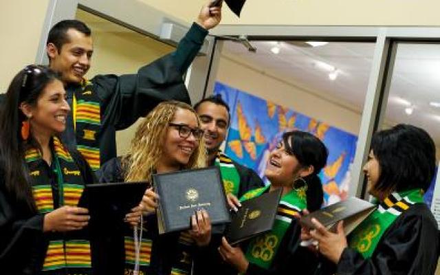 Student celebrating graduation