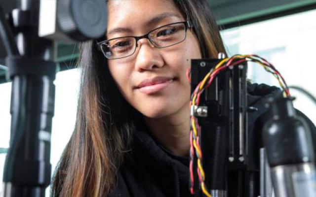 Mechanical Engineering student in a lab