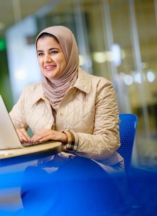 student on computer