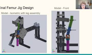 Lindie presenting test jig design over zoom