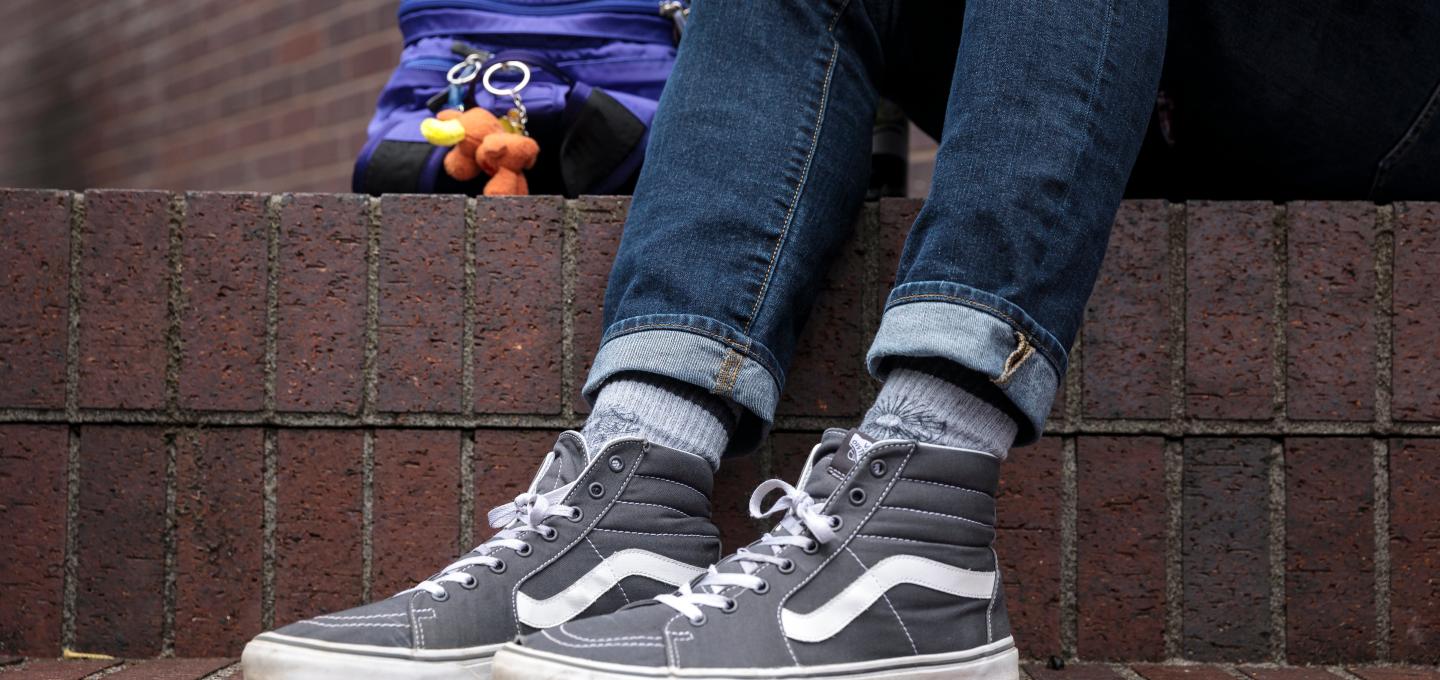 Textural image of student shoes