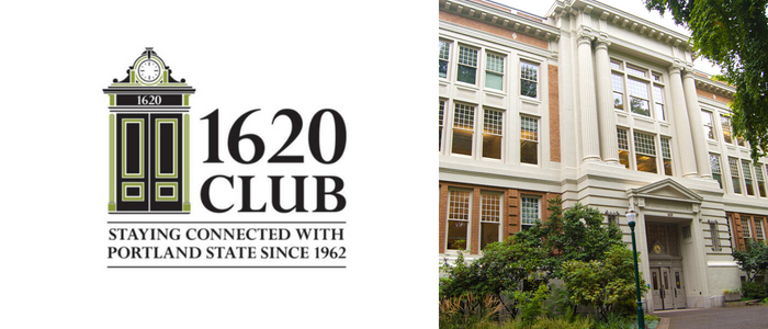 1620 Club logo next to a photo of the exterior of Lincoln Hall, 1620 SW Park Ave