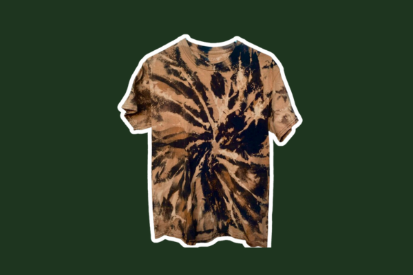 Handmade tie-dye t-shirt that is black and light brown.