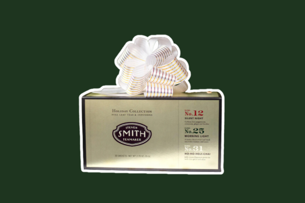 Pack of Smith tea bags from their Holiday Collection with a bow on the package.