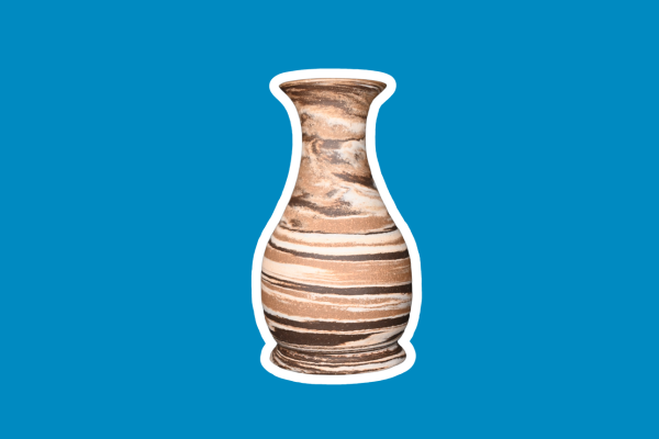 Multi-clay marbled ceramic vase.